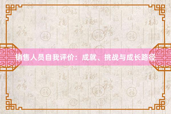 销售人员自我评价：成就、挑战与成长路径